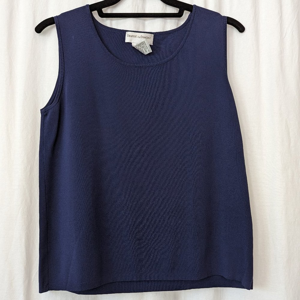 Drapers & Damons Navy Blue Sleeveless Top Size Medium